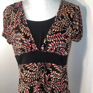 Ladies size large Black and orange crop top shirt